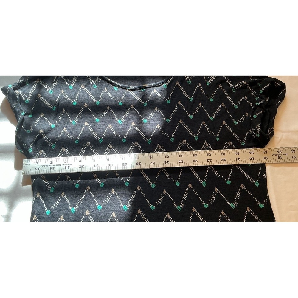 CATO Stretch Top shirt Tee Blouse Size S black white Teal Short Sleeve - Picture 5 of 7